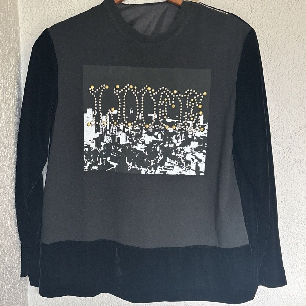 Sacai Graphic Print Long Sleeved 65% Silk Crew Neck Shirt Size 3 (large)